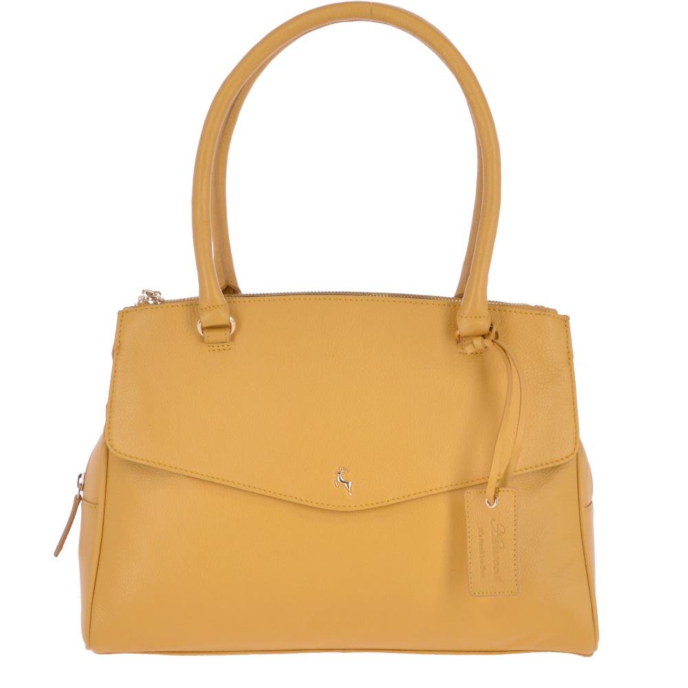 Ashwood Womens Medium Tote Three Section Leather Shoulder Bag Yellow 62688