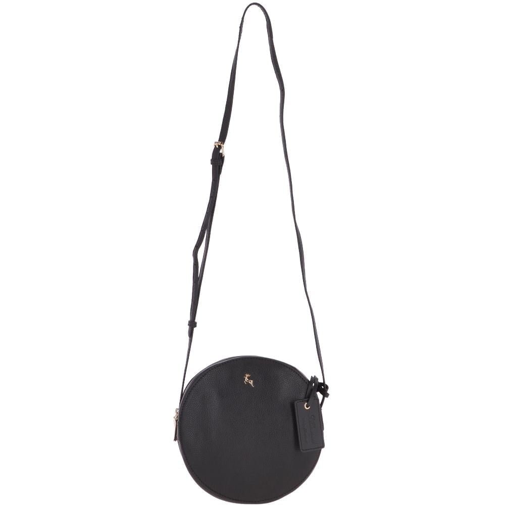 Ashwood Womens Small Two Section Circular Crossbody Bag Black 62145