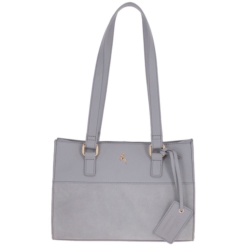 Ashwood Womens Small Compact Leather And Suede Handbag Light Grey 62450