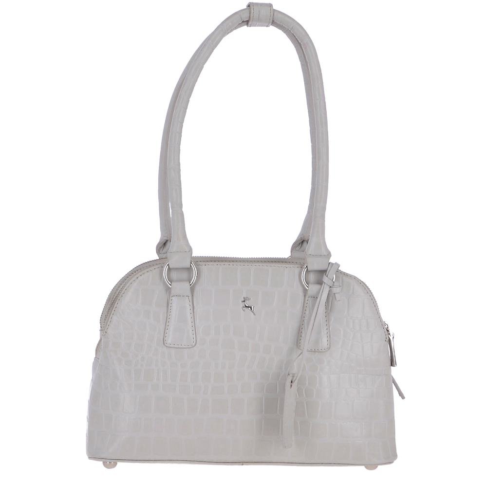 Ashwood Womens Crocodile Print Long Handled Three Section Tote Bag Grey: 62730