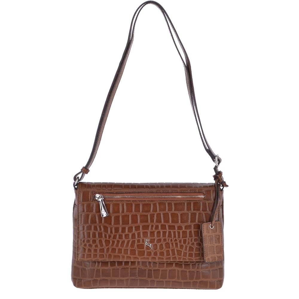 Ashwood Womens Crocodile Print Cross Body Bag Tan/ Croc - Siane