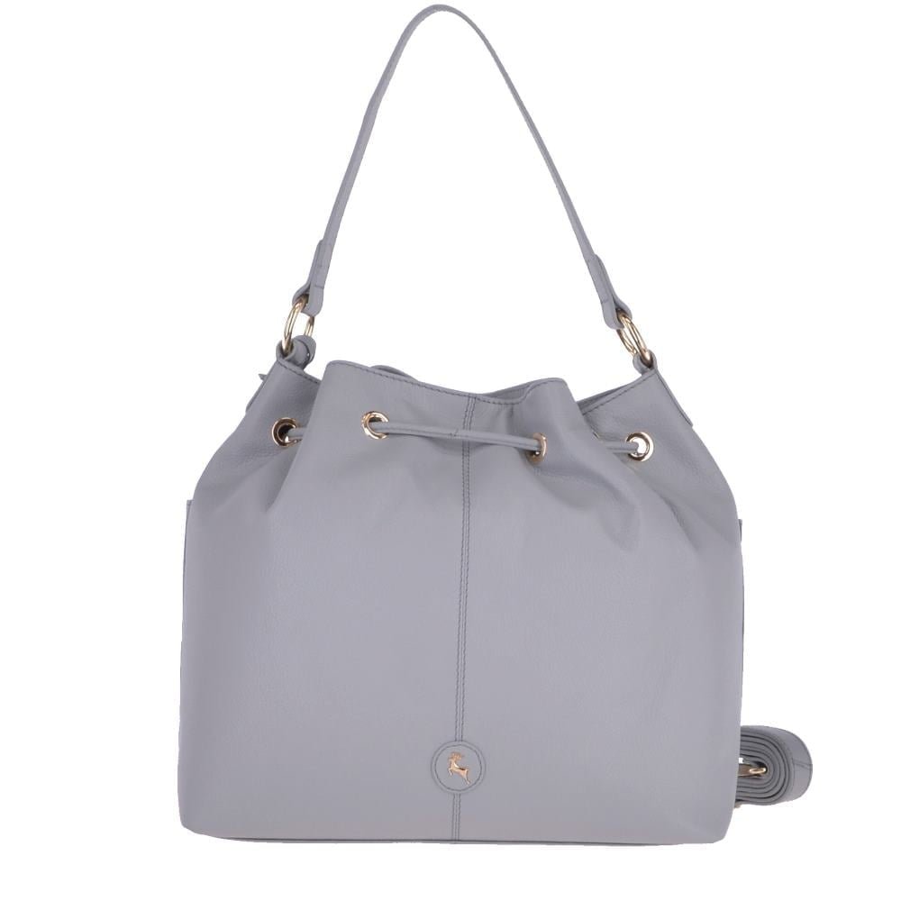 Ashwood Womens Medium Leather Bucket Bag Light Grey 62455 | Ashwood Handbags