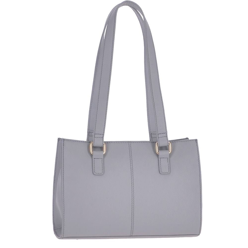 Ashwood Womens Small Compact Leather And Suede Handbag Light Grey 62450 | Ashwood Handbags