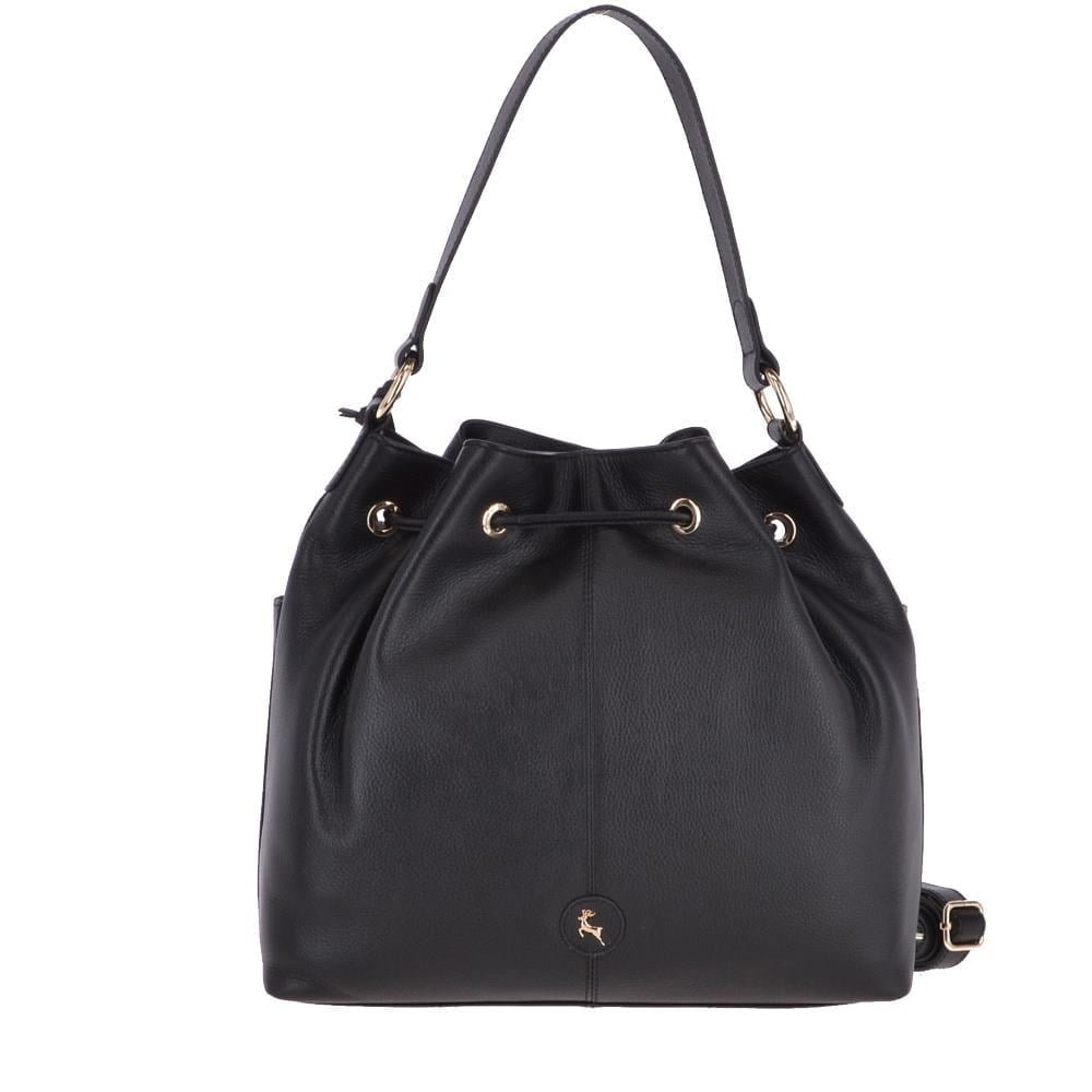 Ashwood Womens Medium Leather Bucket Bag Black 62455 | Ashwood Handbags