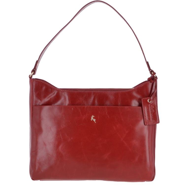 Ashwood Womens Three Section Anatole Leather Shoulder Bag Red - 62076