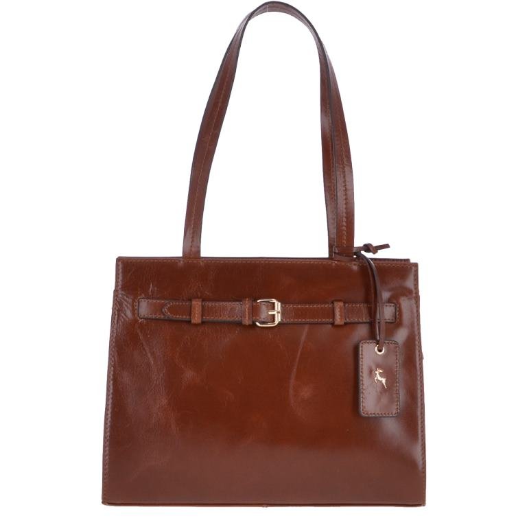 Ashwood Womens Medium Zip Top Anatole Leather Handbag Tan - 62687