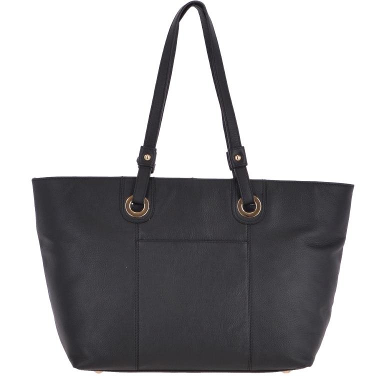 Ashwood Womens Large Leather Zip Top Shopper Bag Black 60252