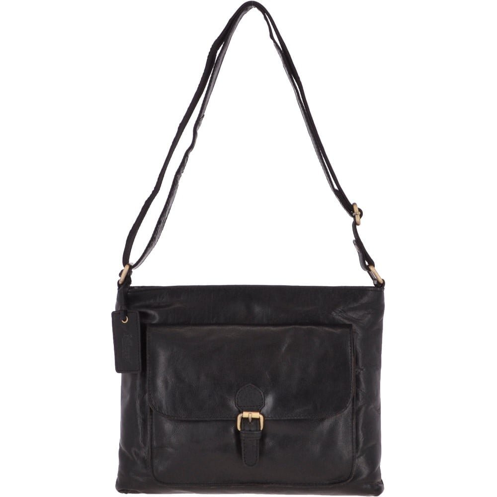 Ashwood Womens Vintage Medium Leather Shoulder Bag Black - G23 ...