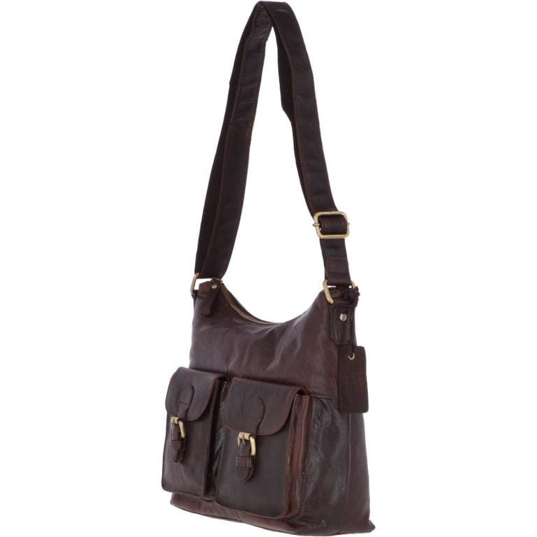 Ashwood Womens Vintage Two Pocket Leather Shoulder Bag Brandy - G21 ...