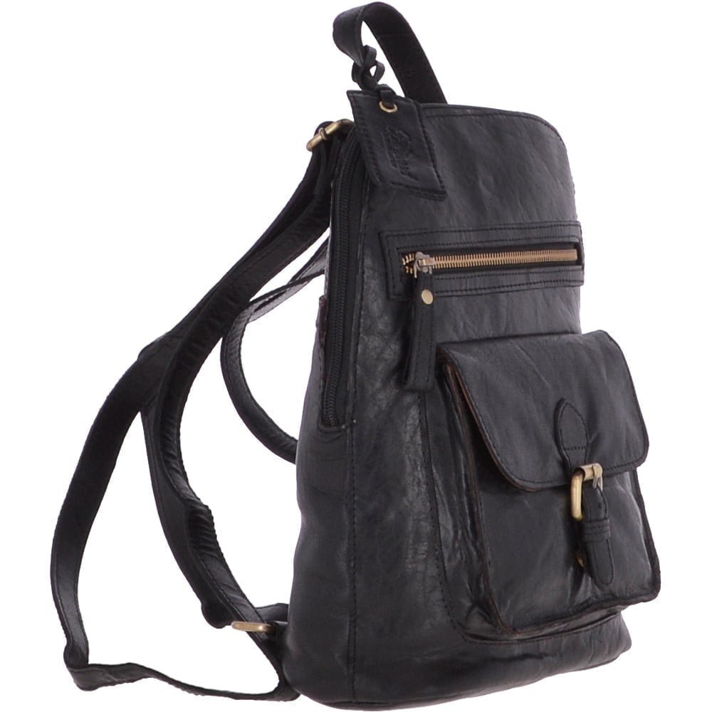 Ashwood Womens Vintage Small Vintage Leather Backpack Black - G25 | Ashwood Handbags