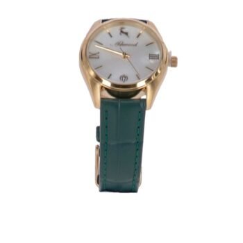 Croc Leather Watch With Mother Of Pearl Face Green: AW-0010/Poly