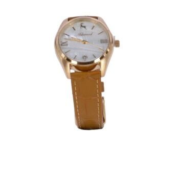 Croc Leather Watch With Mother Of Pearl Face Mustard: AW-0011/Poly