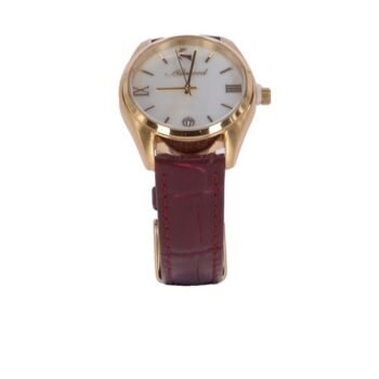 Croc Leather Watch With Mother Of Pearl Face Burgundy: AW-0012/Poly