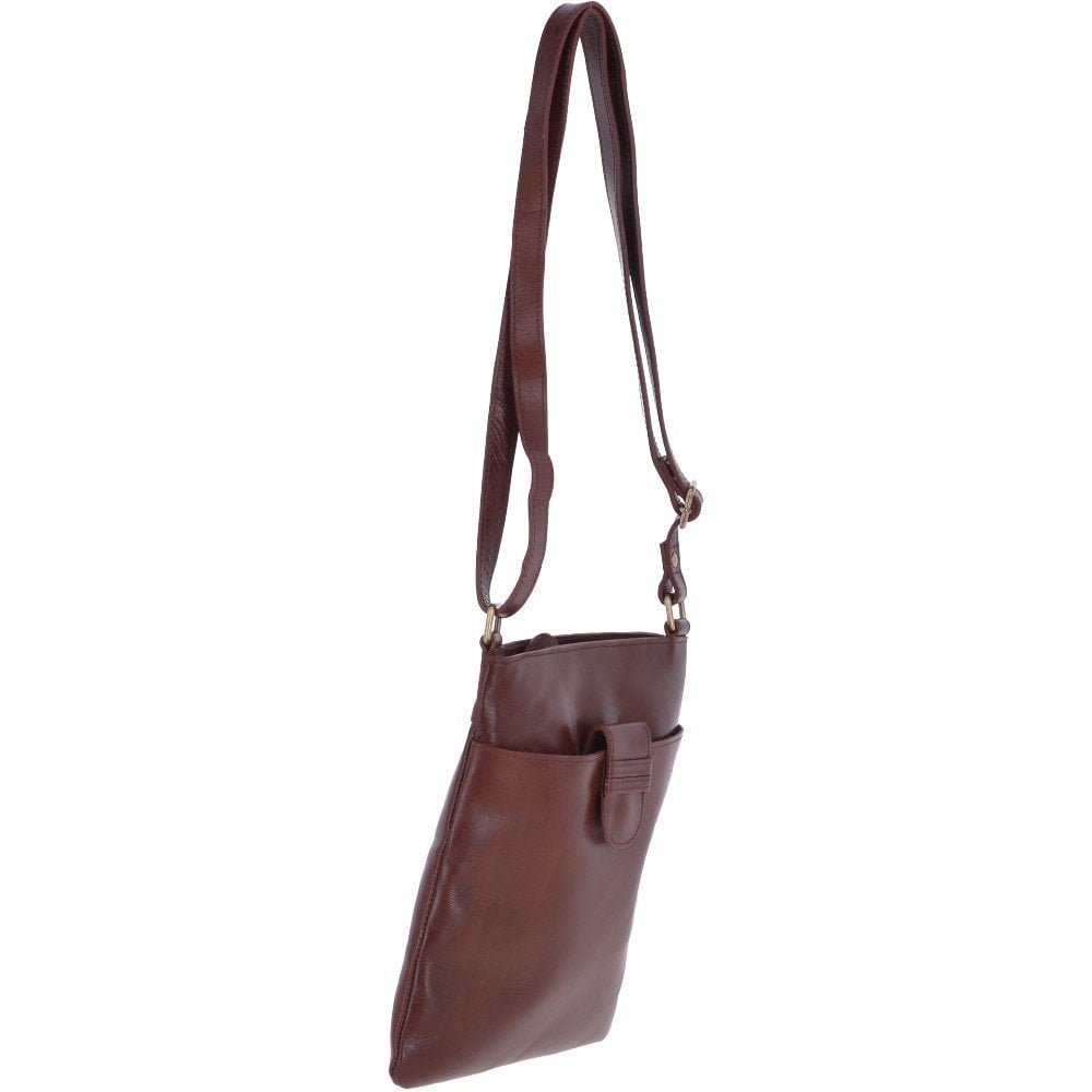 Ashwood Curve Zip Top Leather Cross Body Bag Tan: 63028