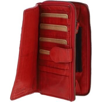 Vintage Woven Leather Zip Around 22 Card Coin Note Purse: D-84