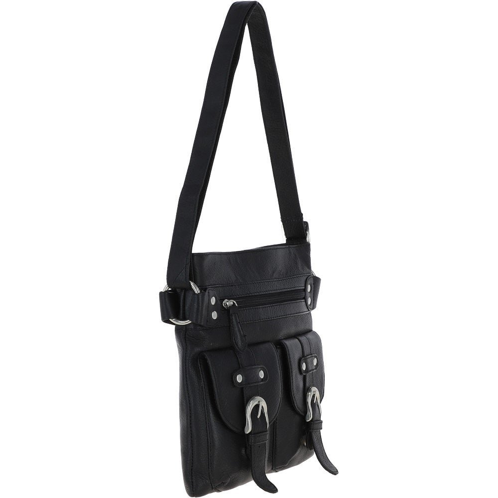 Ashwood Leather Cross Body Bag Black: C-50
