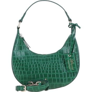 'Chic' Croc Embossed Leather Medium Saddle Shoulder Bag: 63791/C-59