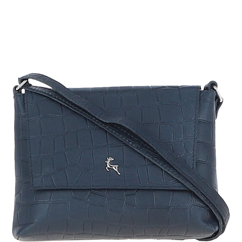 Rosea Flap Over Croc Print Real Leather Shoulder Bag: MC6