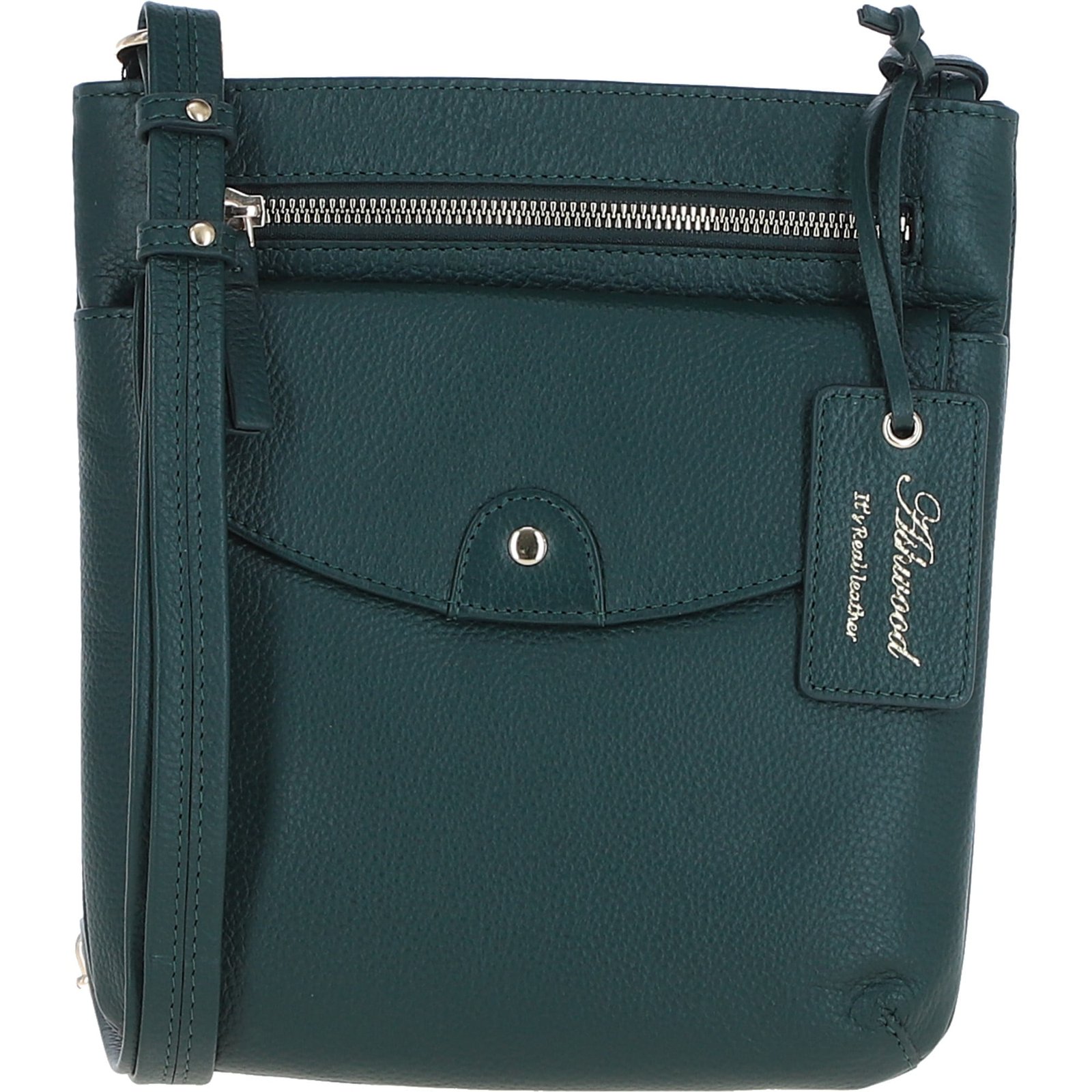 'Five CB' Real Leather Cross Body Bag: CB-5 Green NA from Ashwood Handbags