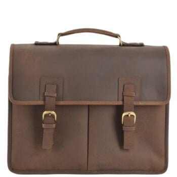 Triple Gusset Heavy Duty Real Leather Briefcase: Gareth