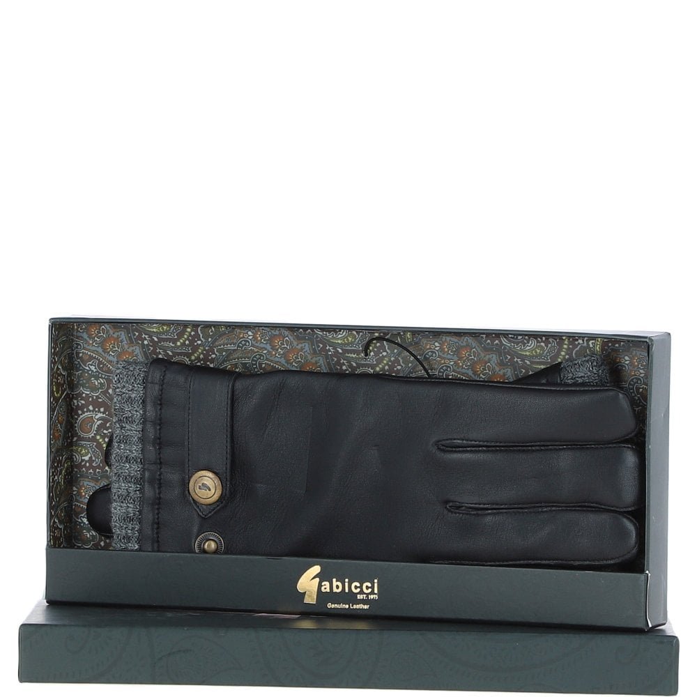 Soft Lambskin Real Leather Fleece Lining Gloves: GB-525 Black/grey S/M from Ashwood Handbags