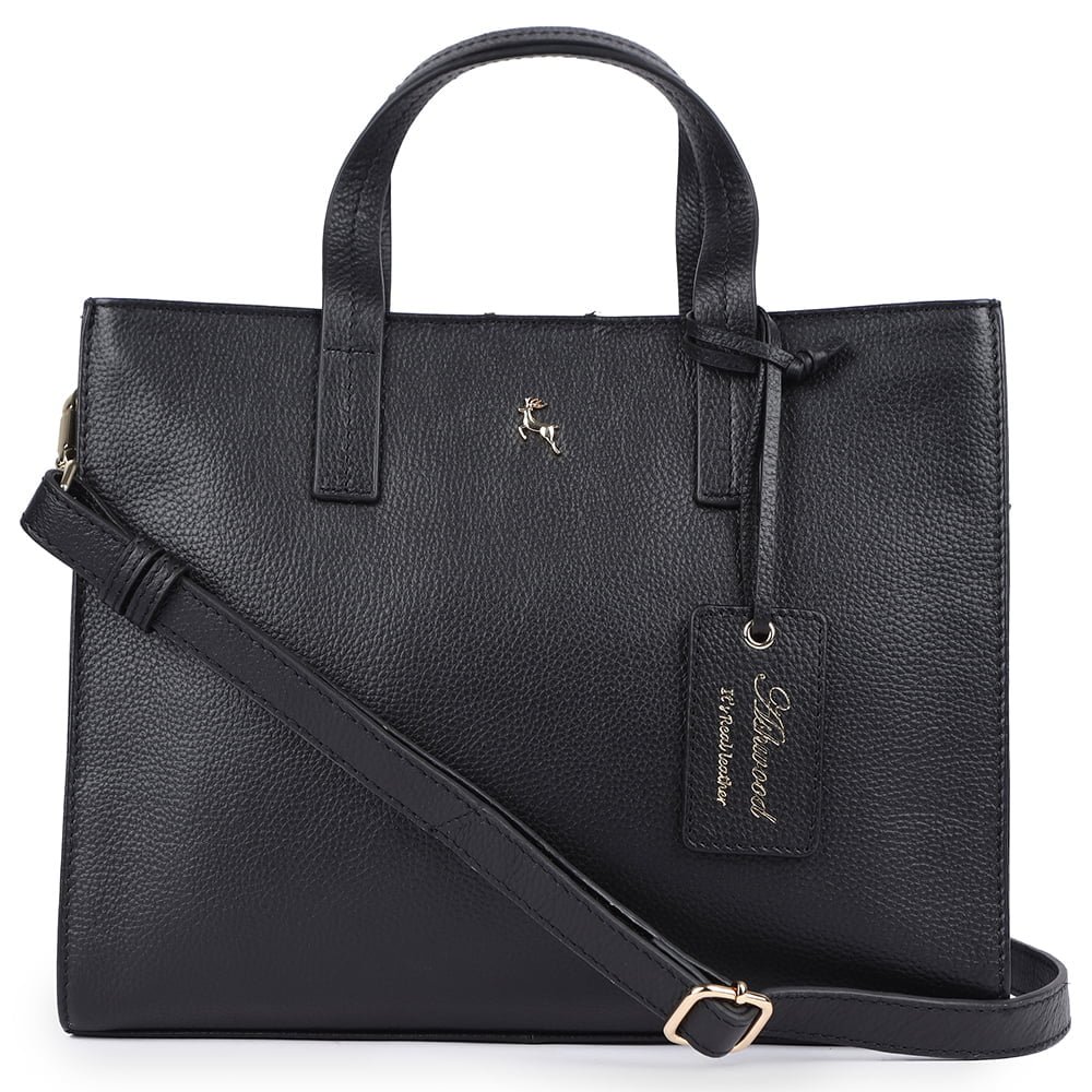 'Sogno di Pelle' Real Leather Tote Bag: 64198 Black NA from Ashwood Handbags