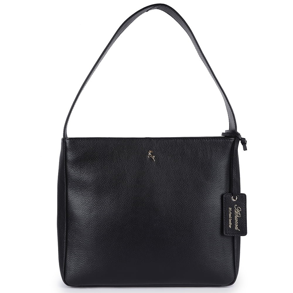 'Capolavoro Veneziano' Real Leather Hobo Shoulder Bag: 64202 Black NA from Ashwood Handbags