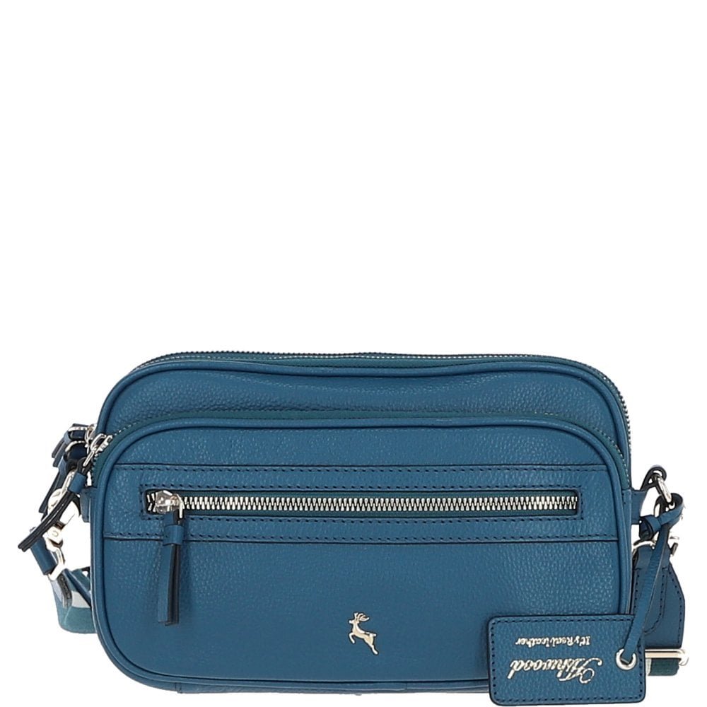 'Sogno di Cuoio' Compact Twin Zip Crossbody Bag: X-35 Teal NA from Ashwood Handbags