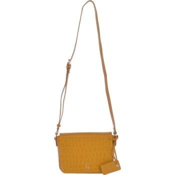 'Intenso Gialo' Croc-Embossed Leather Crossbody Bag: 62663