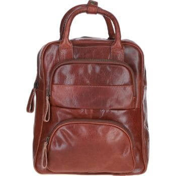 Compact Leather Backpack with Front Zip Pockets: TL-006