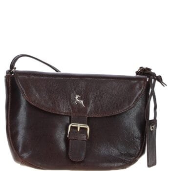 Leather Flap-Over Crossbody Bag: Violet