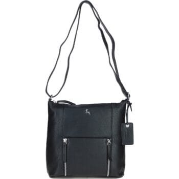 Practical Extending Pocket Leather Shoulder Bag: Donegal
